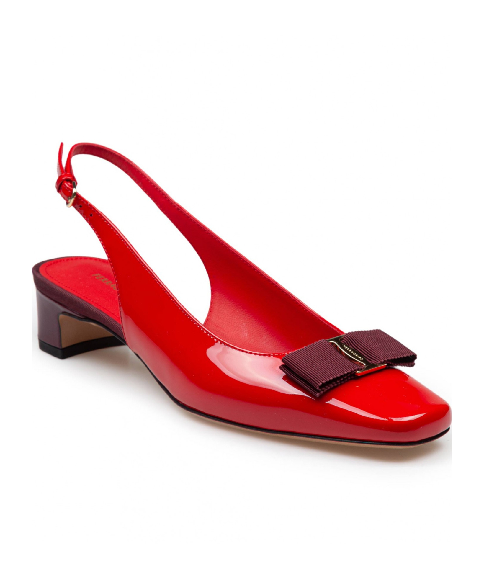Ferragamo Rivada 30 Patent Leather Slingback Pumps In Red