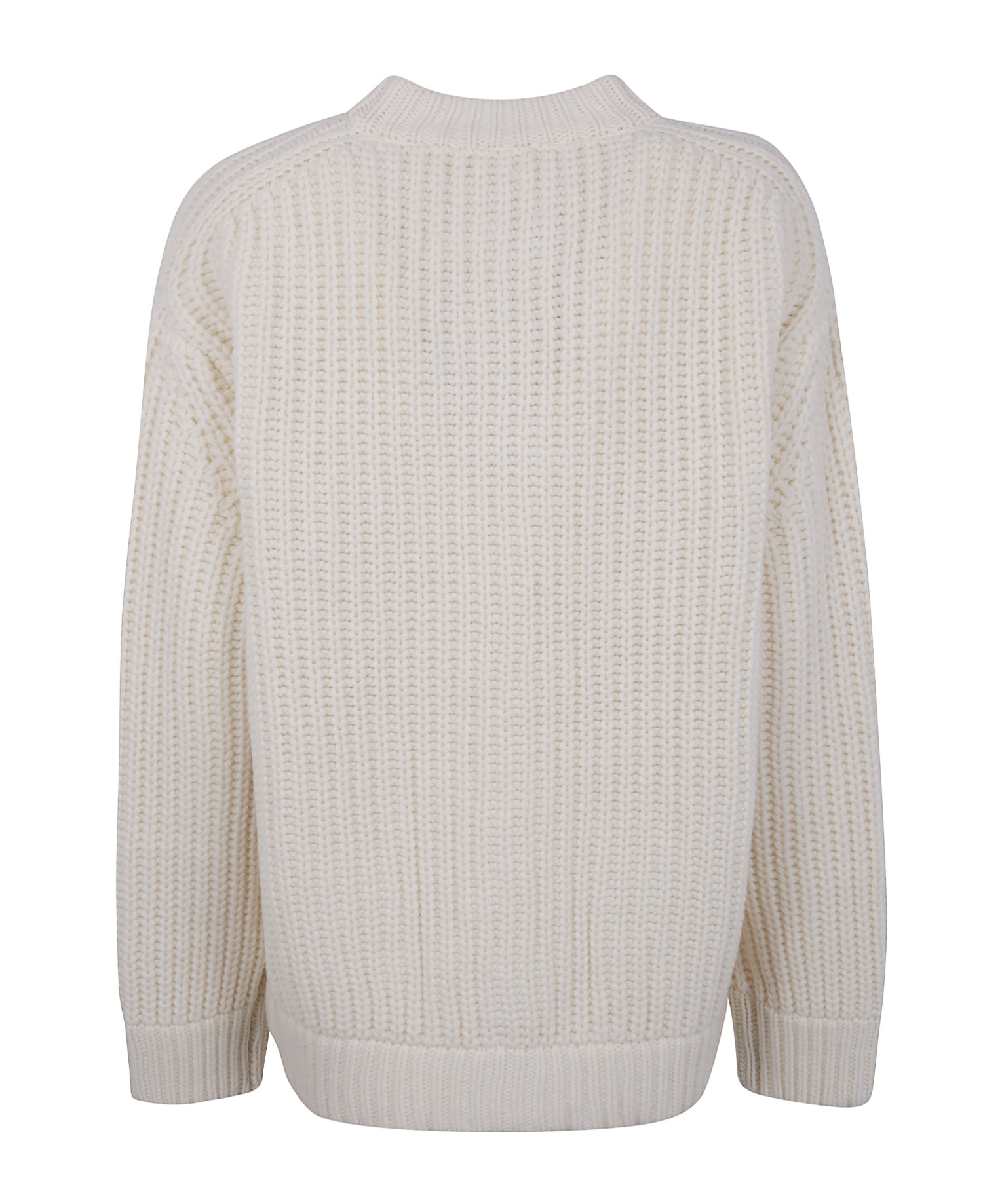 Semicouture Amalia Ribbed Wool Cardigan In White