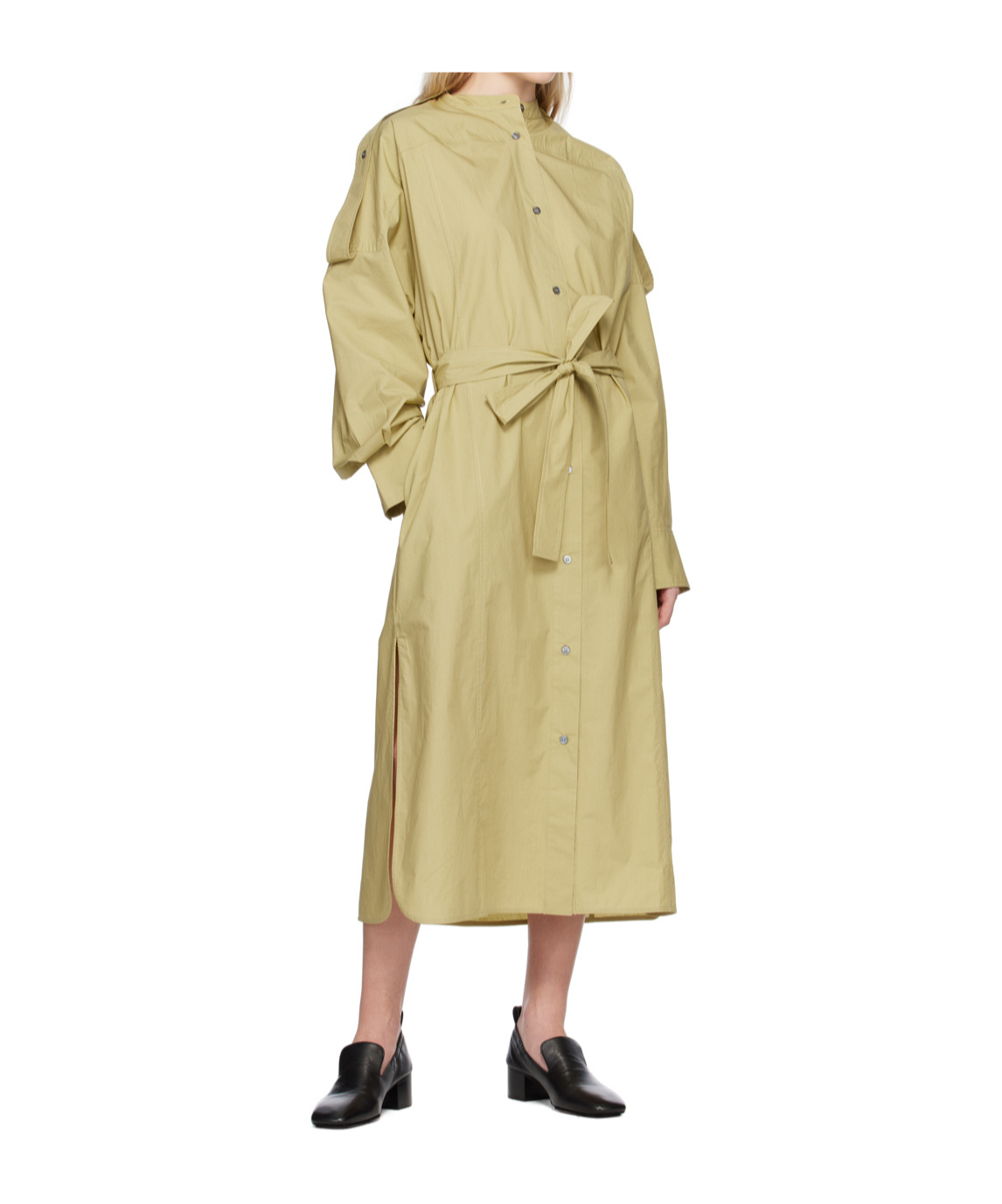 Studio Nicholson Green Itarsi Midi Dress In Brown