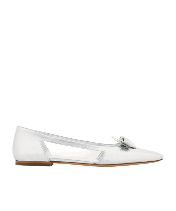 Ferragamo Woman Ballet Flats White Size 7.5 Lambskin In White