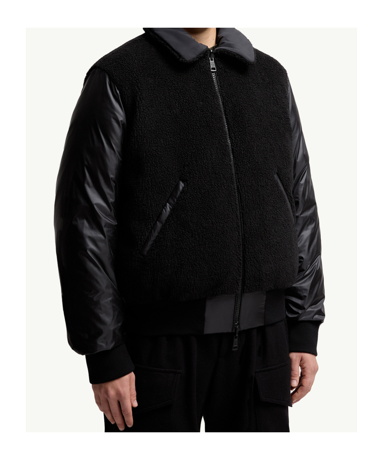Moncler Maulevrier Reversible Teddy Aviator Jacket In Black