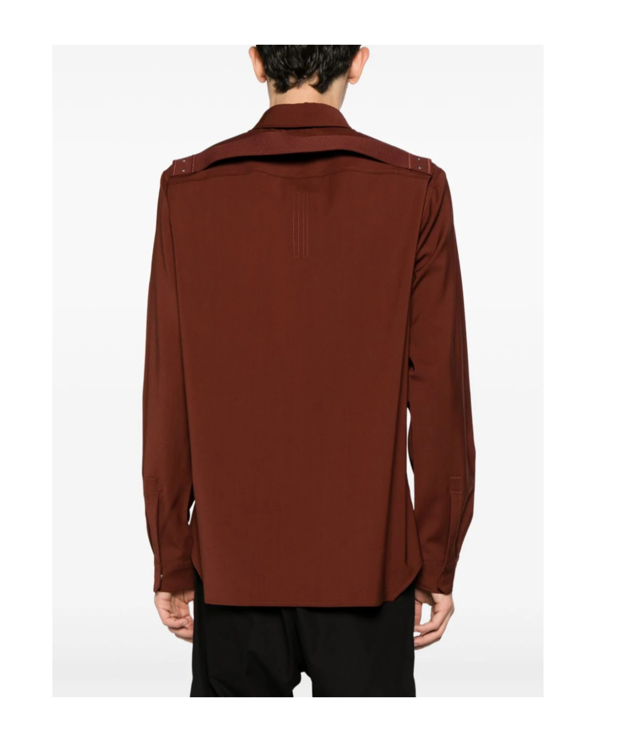 Rick Owens Long-sleeve Virgin-wool Shirt In Brown