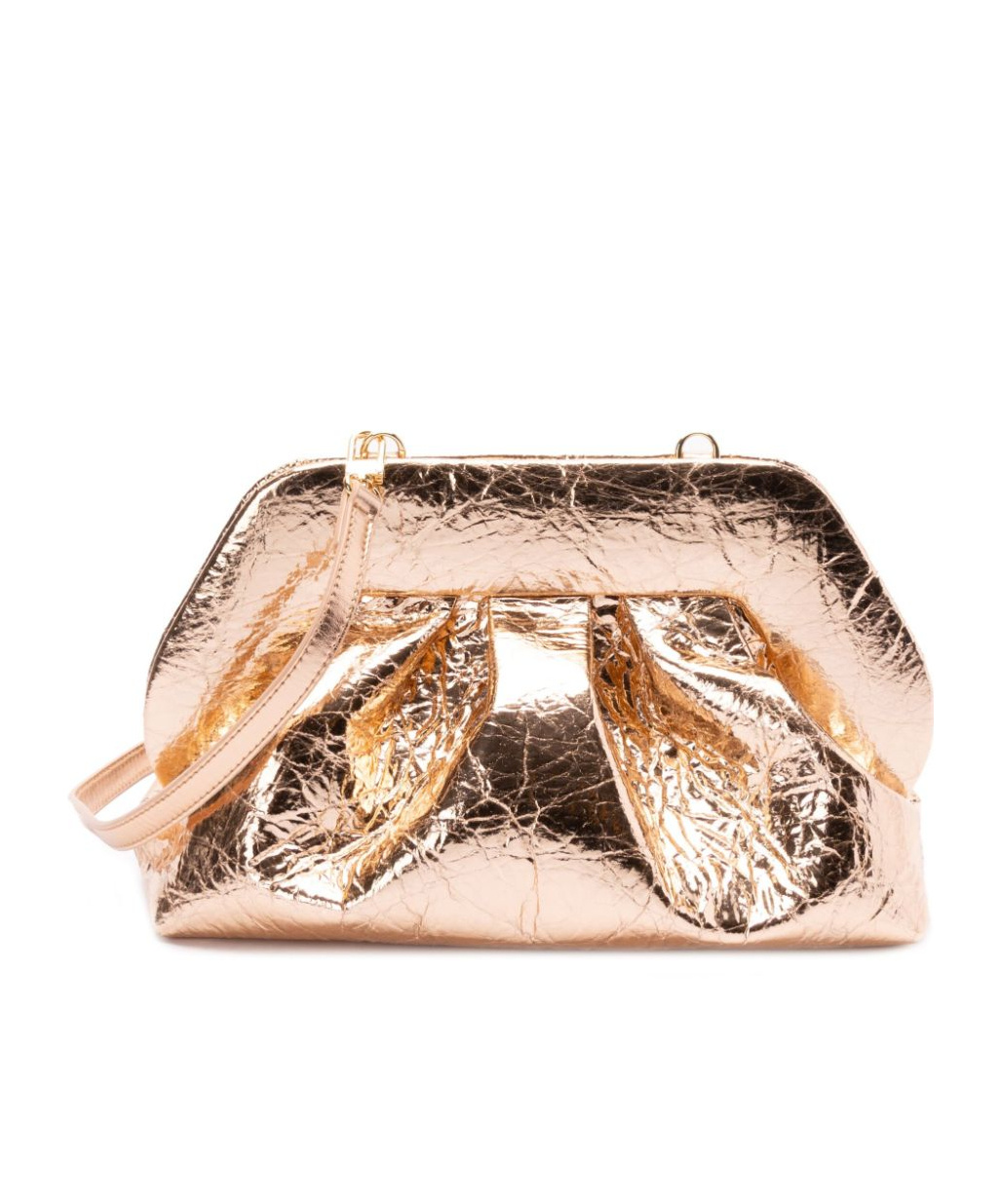 Themoirè Pineapple Cross Body Bag With Pleat Detailing In Nude