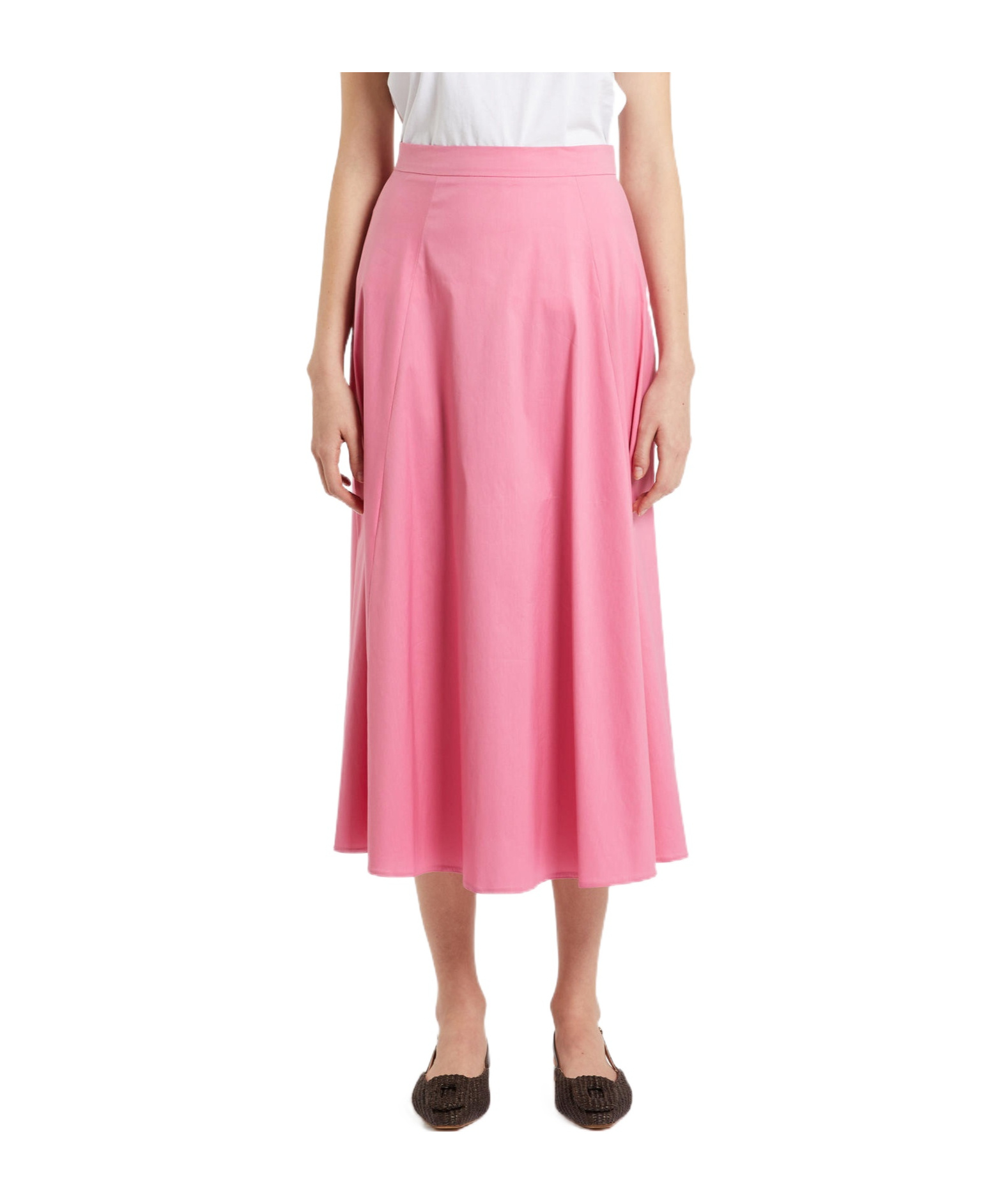Shop Iblues Long Skirt In Stretch Cotton In Pink