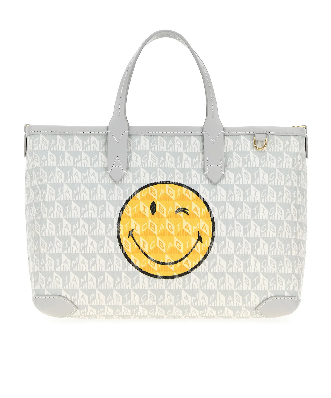 Anya Hindmarch Printed Canvas Xs I Am A Plastic Bag Handbag In White