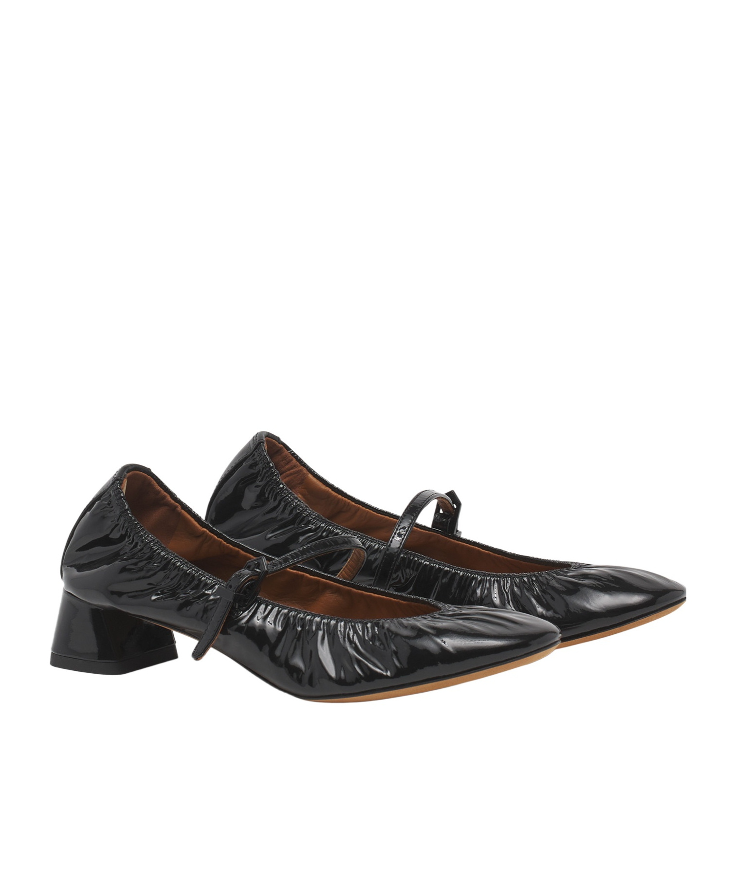 Lanvin Heeled Mary Jane In Glossy Leather In Black