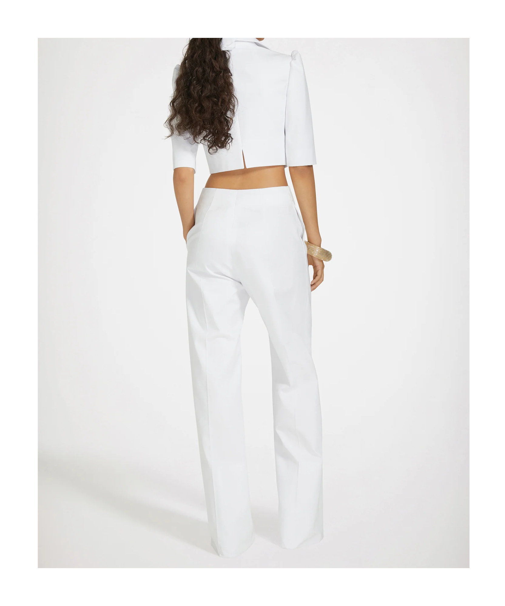 Patou Wide-leg Wool-blend Trousers In White
