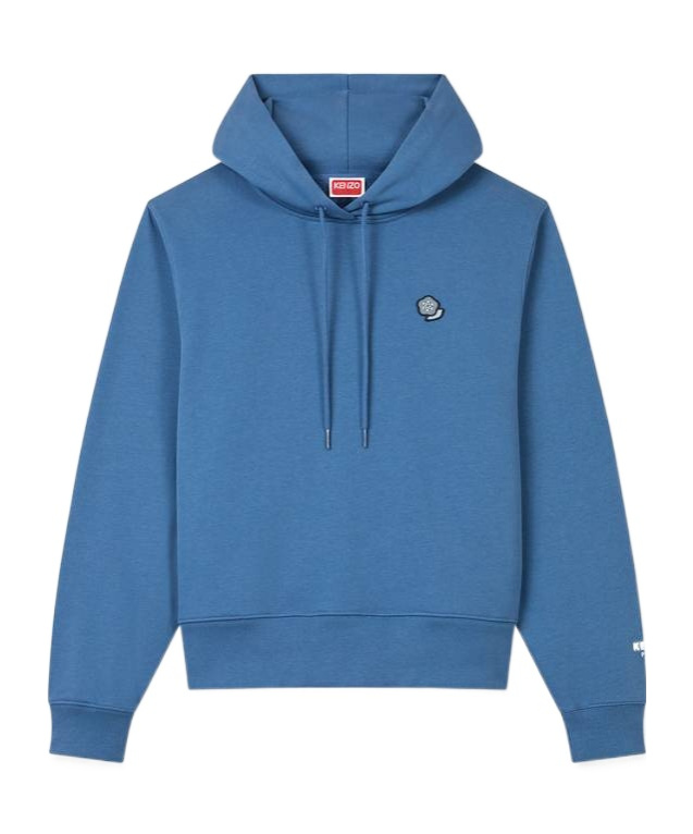 Kenzo Long-sleeved Hooded Hoodie In Blue