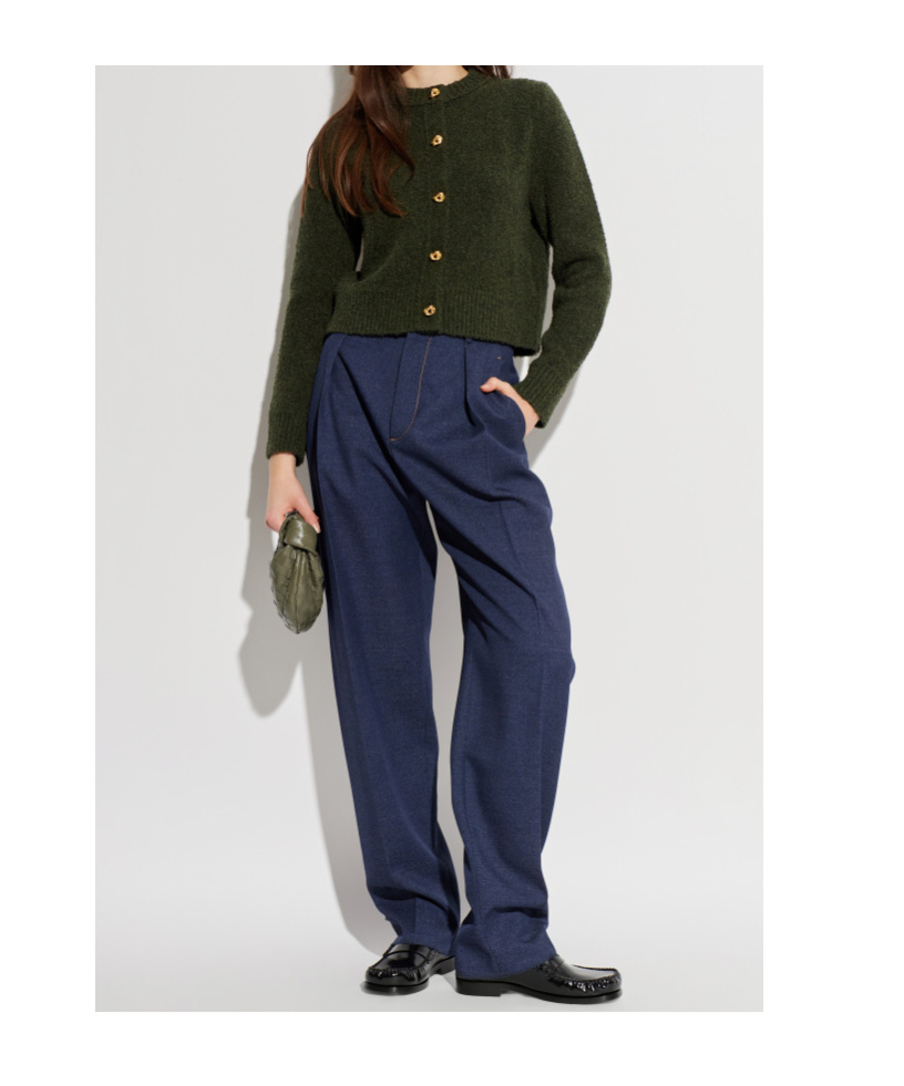 Bottega Veneta Wool Bouclé Cardigan In Green