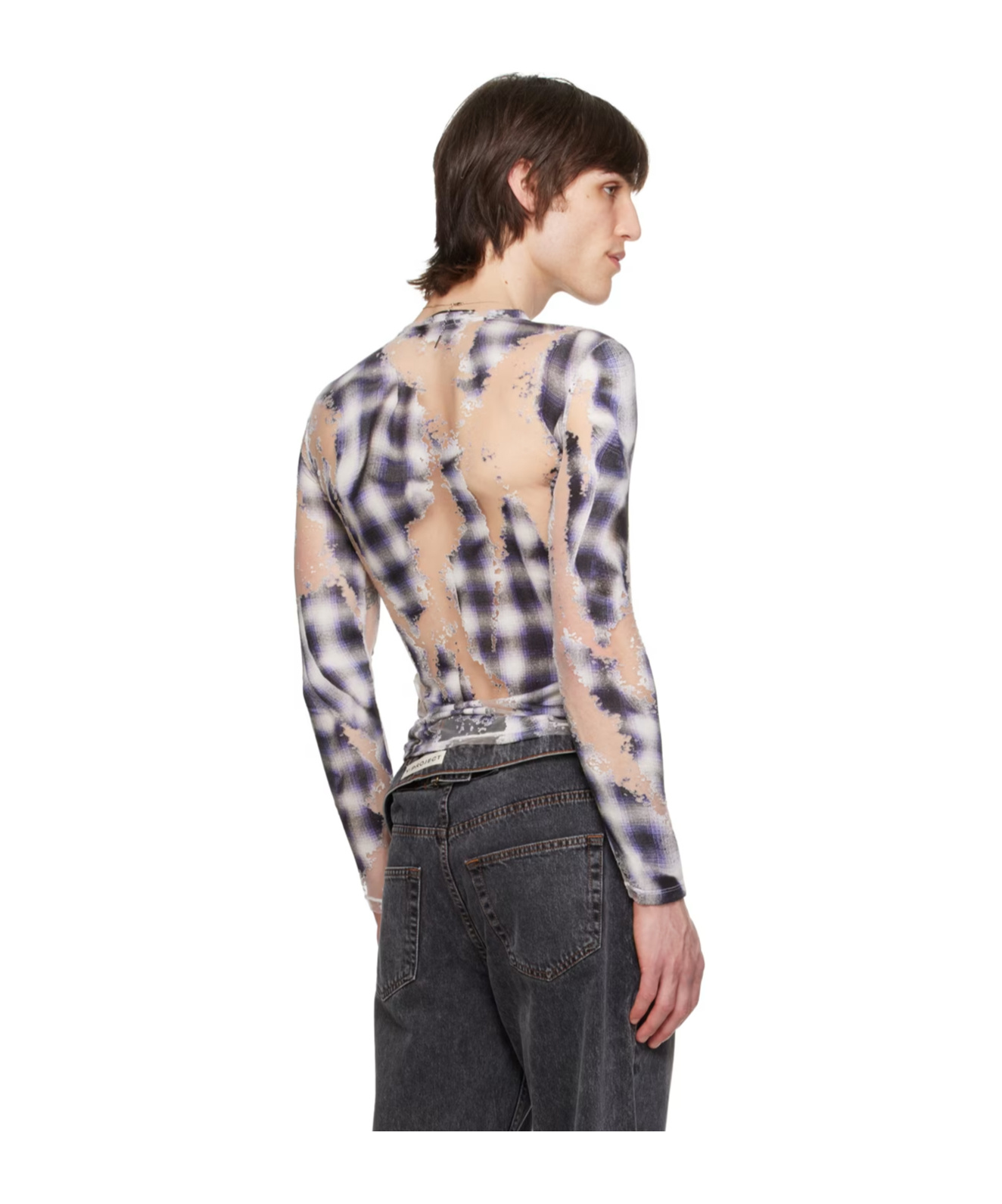 Y/project Check-pattern Long-sleeve T-shirt In Multicolor