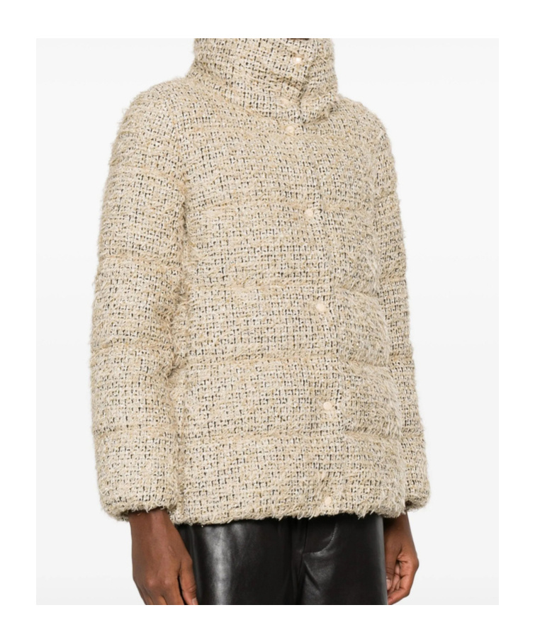 Moncler Cochevisse Lurex Boucle Puffer Jacket In Neutral