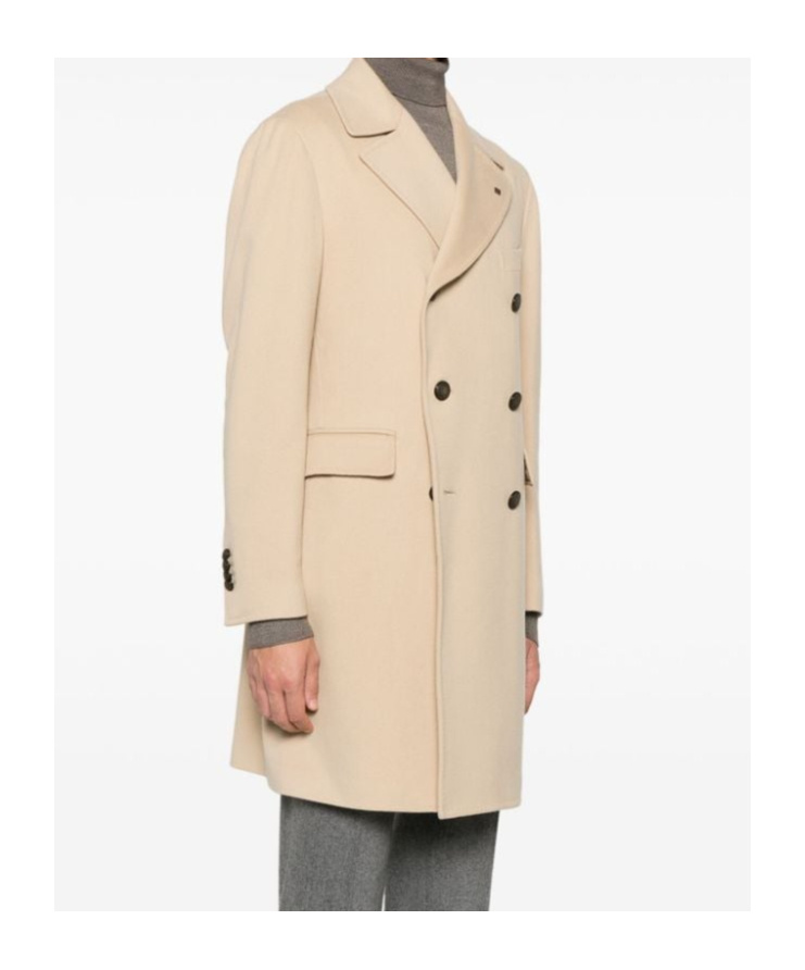 Shop Tagliatore Double-breasted Coat In Nude