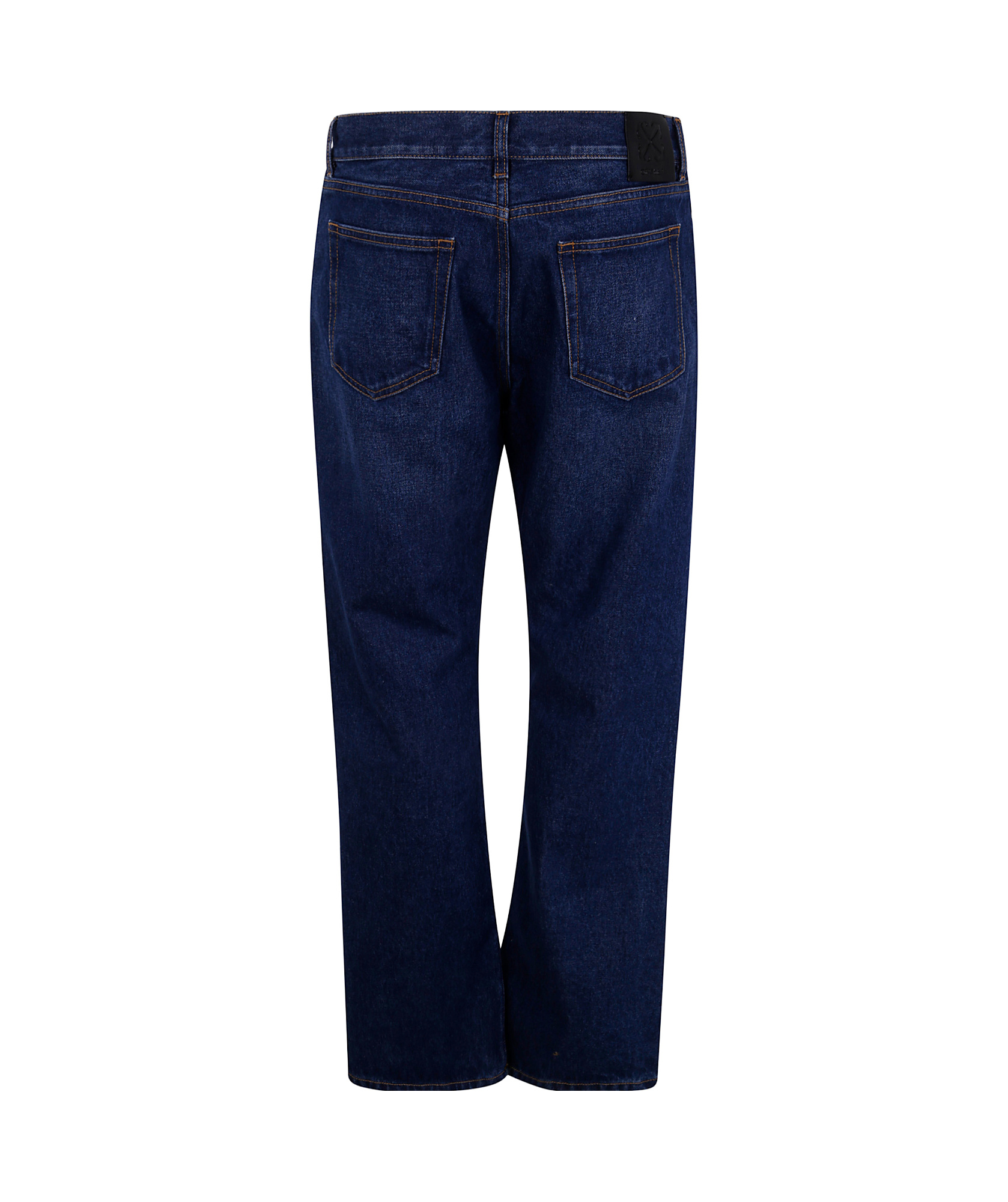 Off-white Logo Patch Straight Leg Jeans In Black