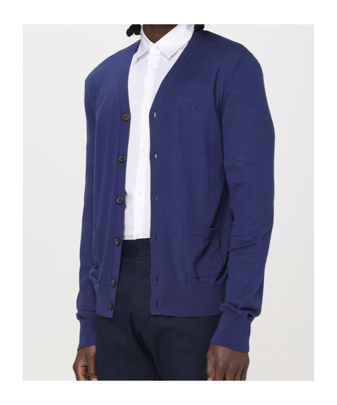 Dsquared2 Virgin Wool Cardigan In Blue