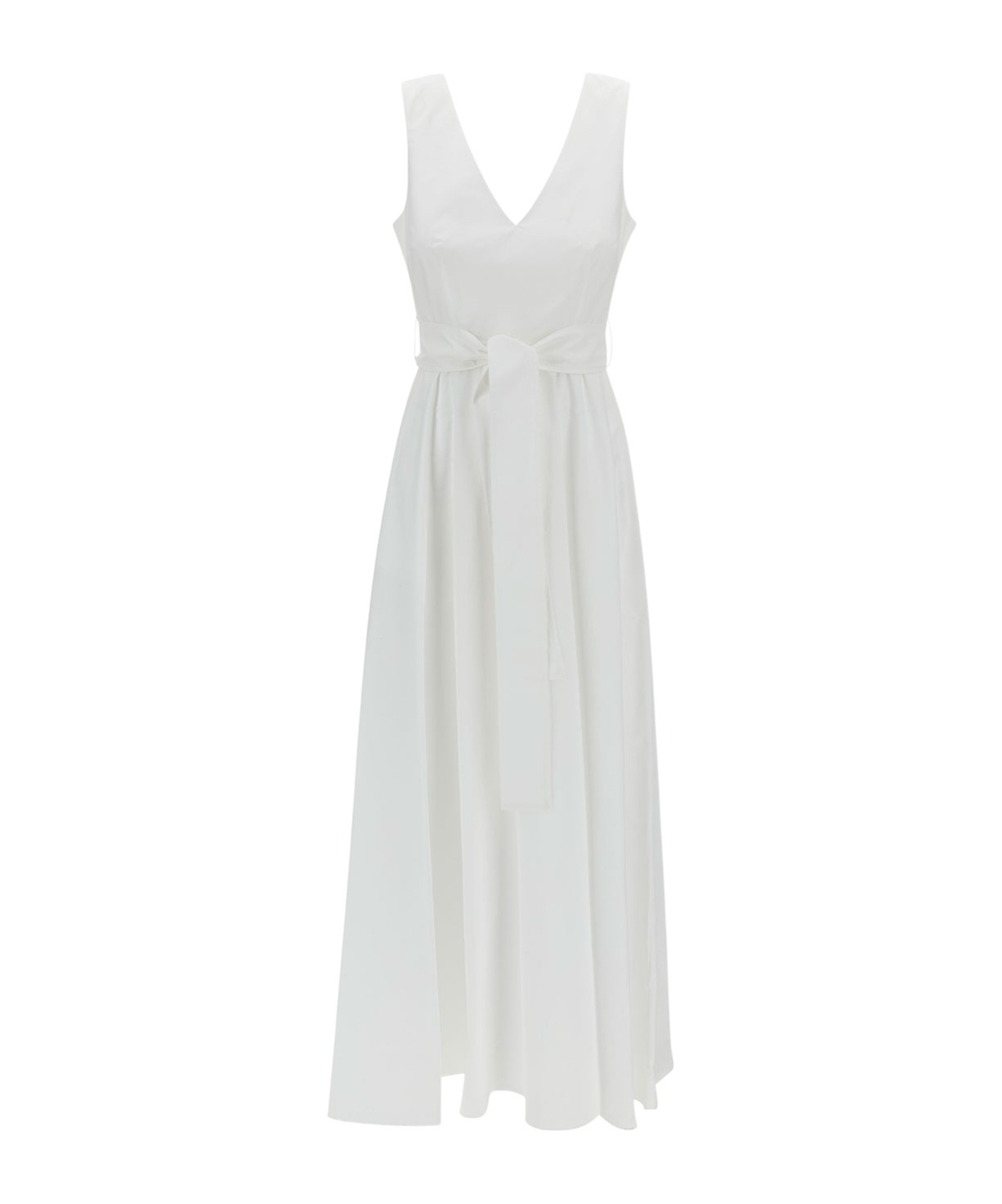 P.a.r.o.s.h Canyox V-neck Tied Maxi Dress In White