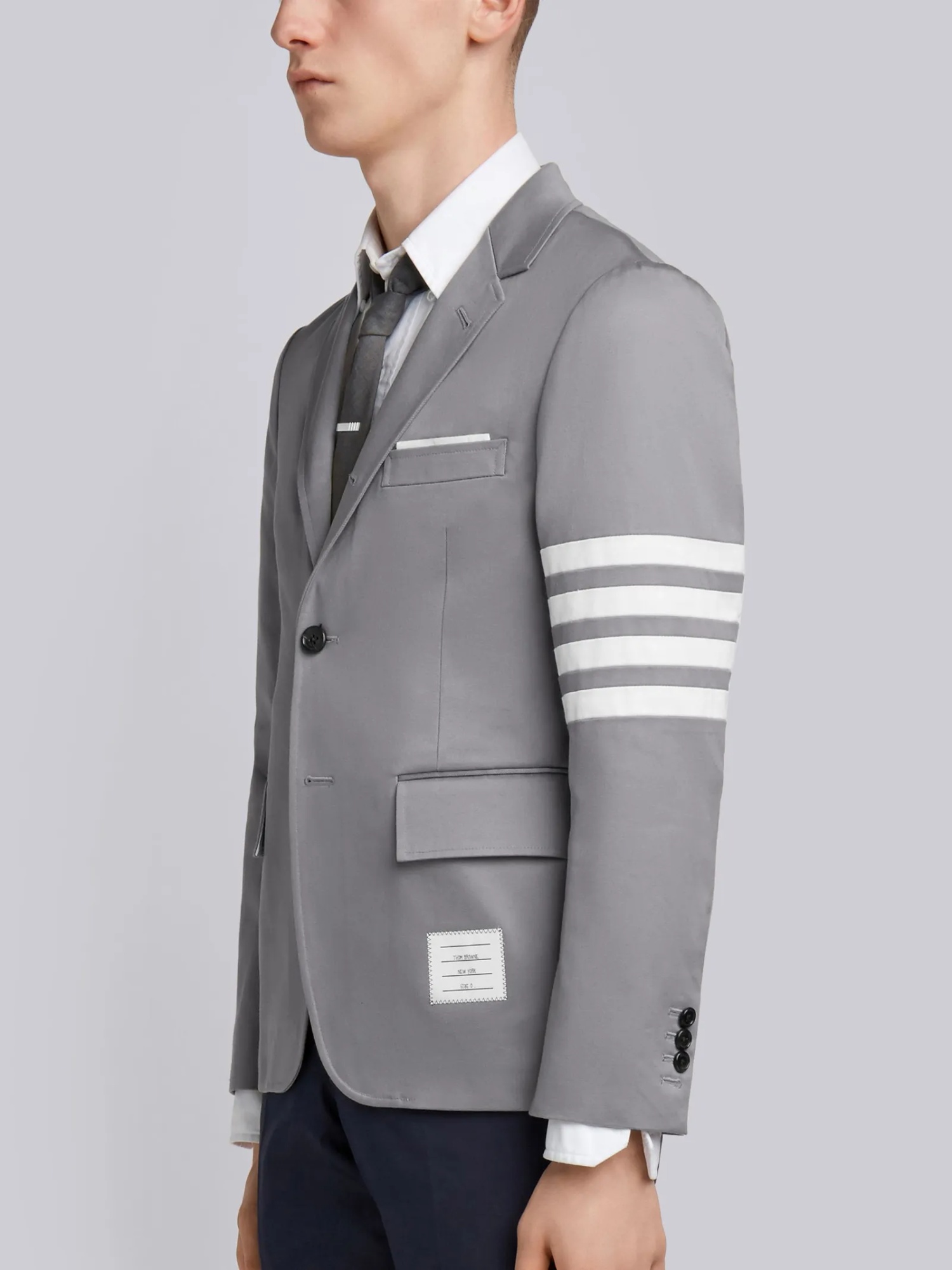 Shop Thom Browne 4-bar Stripe Single-breasted Blazer In Gray