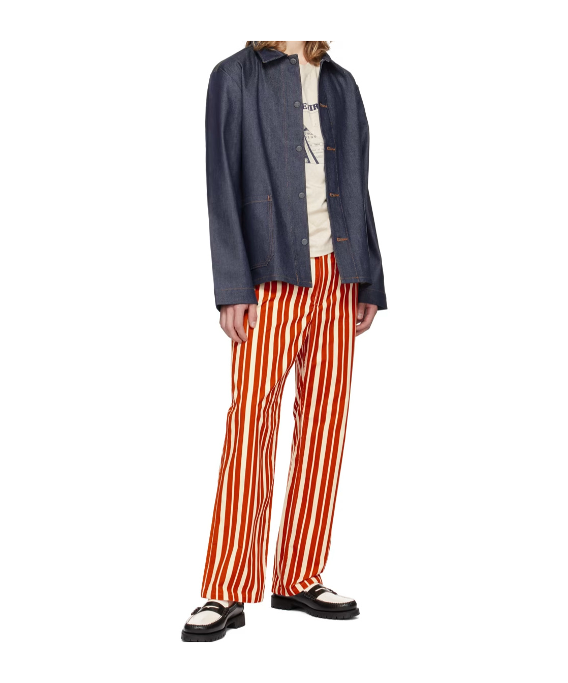 Apc Stripe Pattern Casual Pants In Red