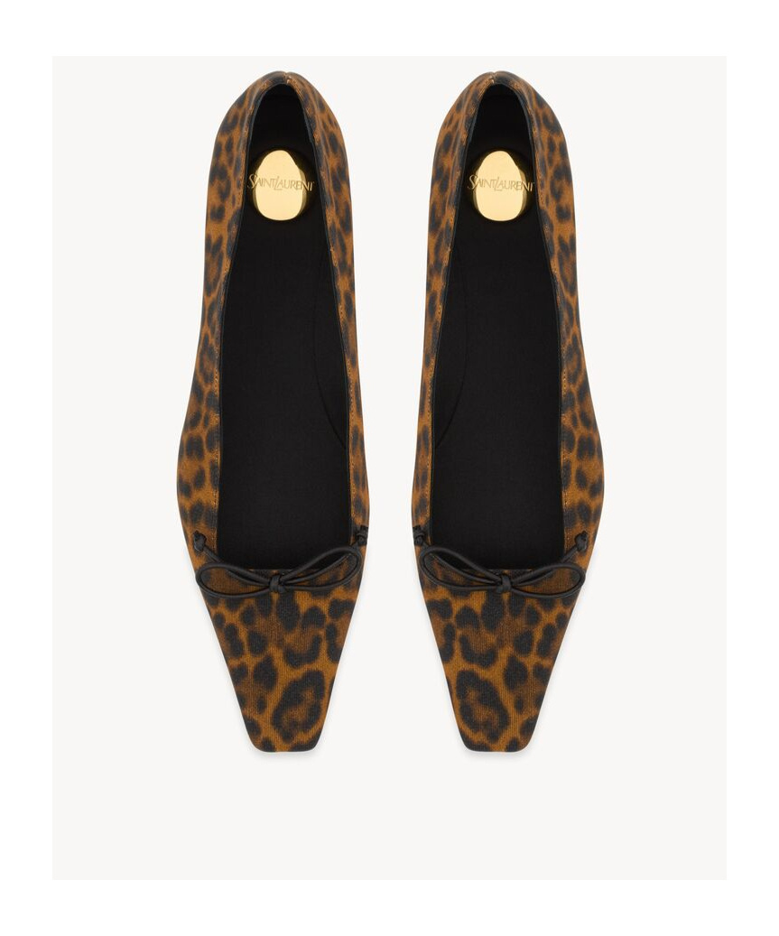 Saint Laurent Poppy Square Toe Ballet Shoes In Black