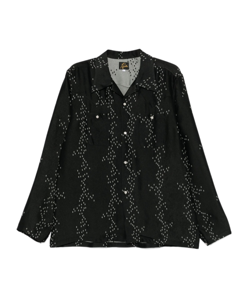 Shop Needles Patterned-jacquard Buttoned Shirt In Black