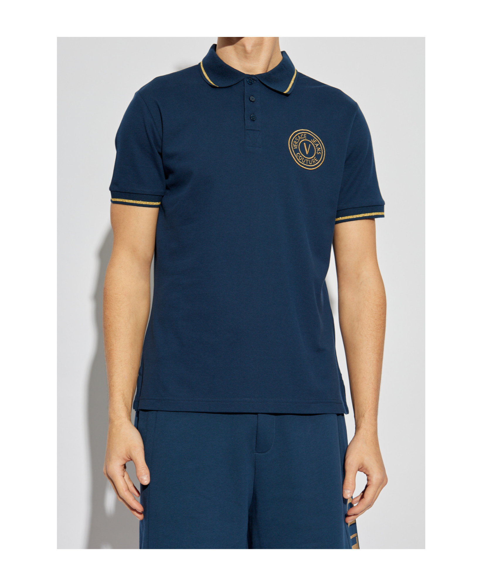 VERSACE JEANS VERSACE JEANS COUTURE LOGO EMBROIDERED POLO SHIRT