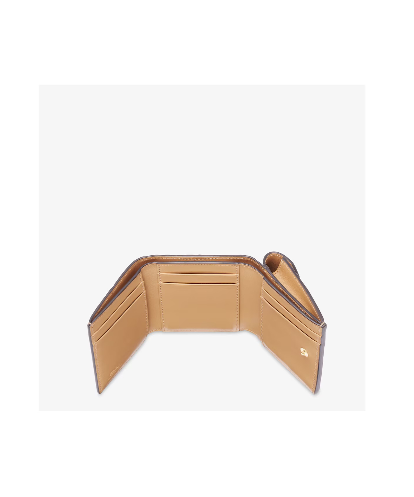 Fendi Ff Diamonds Medium Three-fold Wallet In Nude