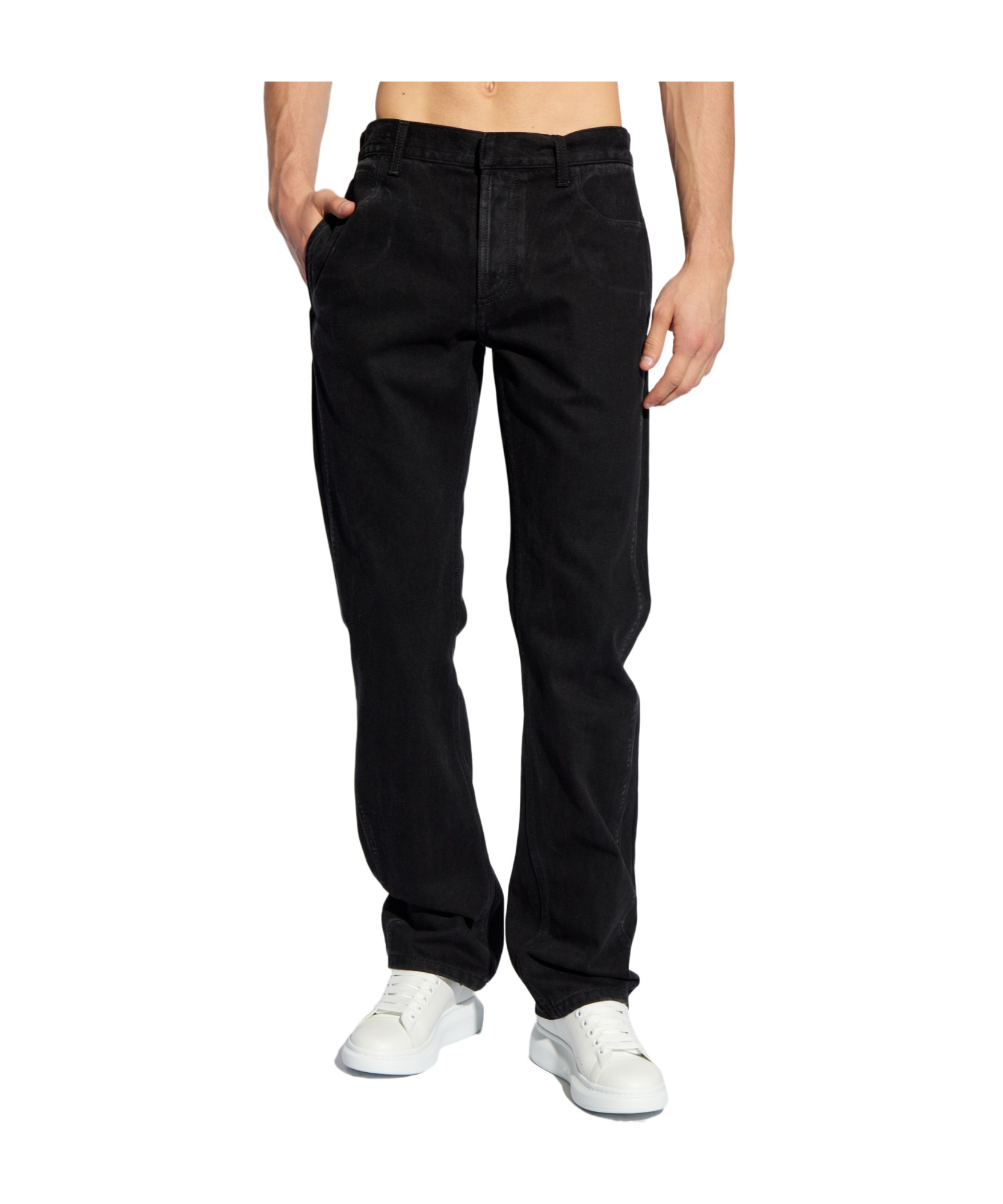 Alexander Mcqueen Ghostwash Mid-rise Straight Jeans In Black