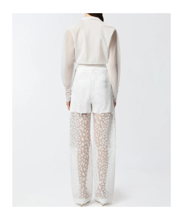 Pinko Printed Transparent Long Trousers In White