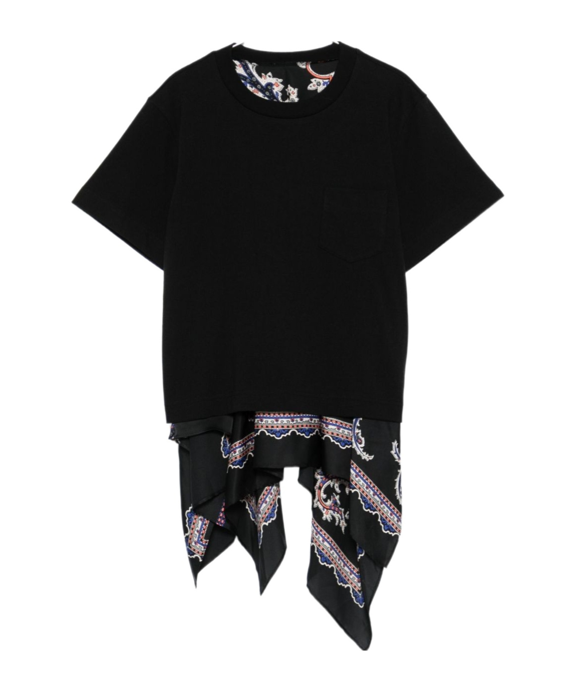 Sacai Pocket-detailed Paisley-print T-shirt In Black