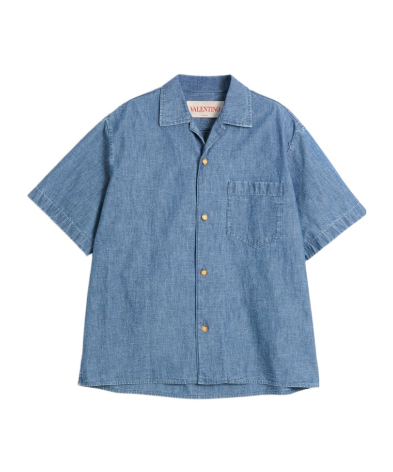 Valentino Cowboy Bowling Shirt In Blue