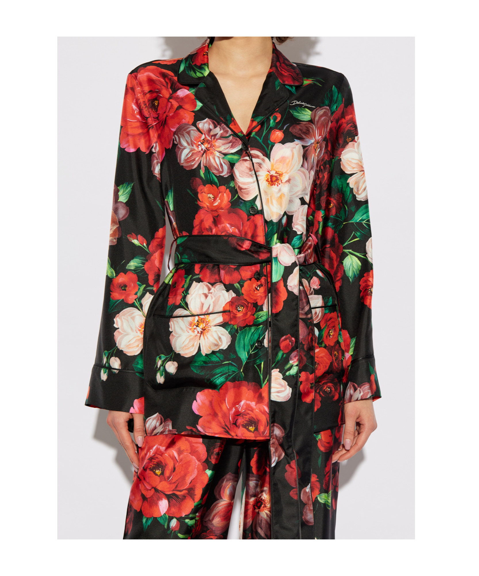 Dolce & Gabbana Printed Floral Twill Shirt In Multi