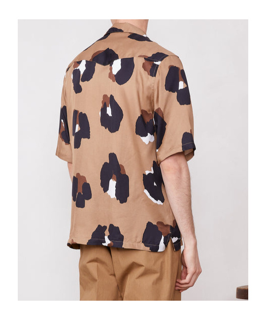 Officine Generale Short-sleeve Leopard Print Shirt In Pink