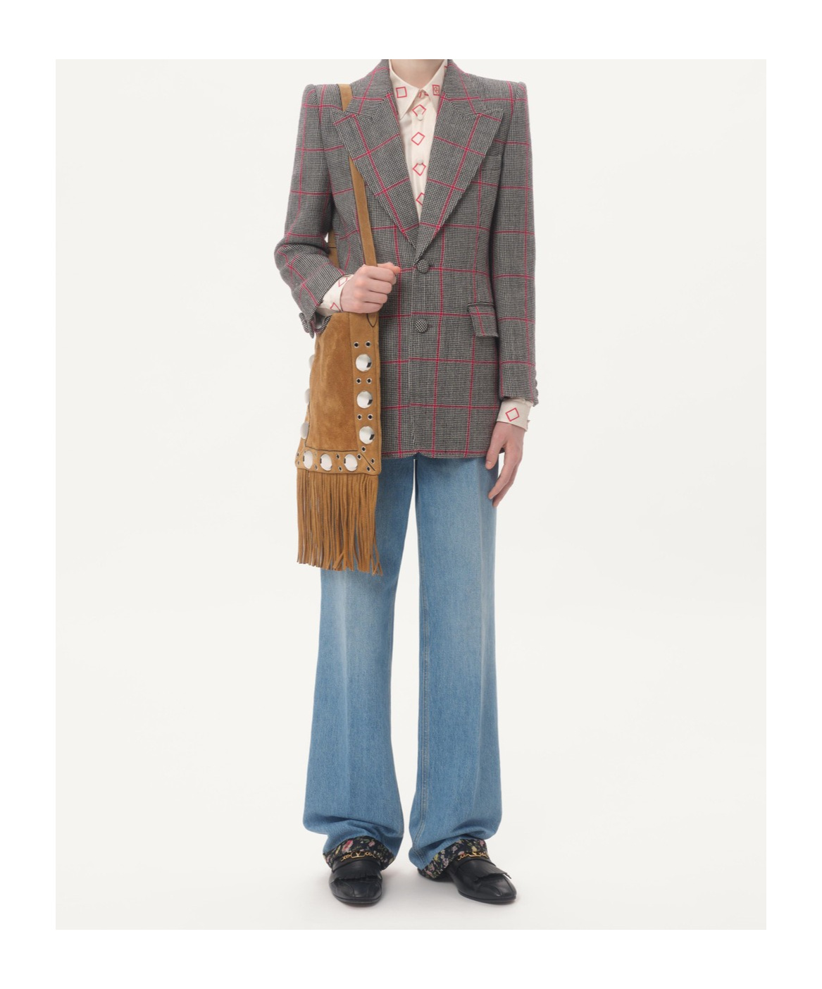 Valentino Denim Trousers With Floral Print Hem In Blue