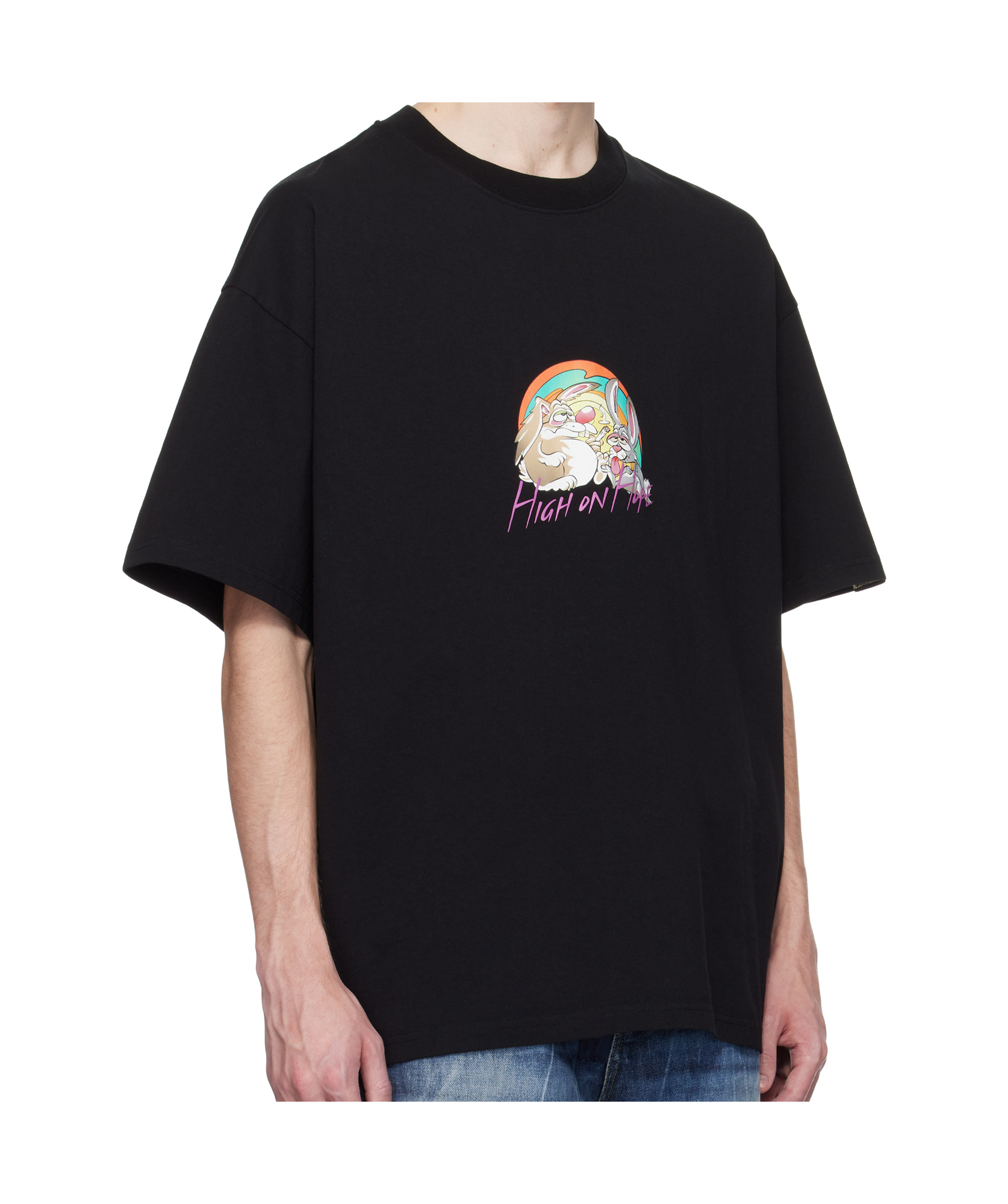 Martine Rose Black Ss Oversized T-shirt In Black