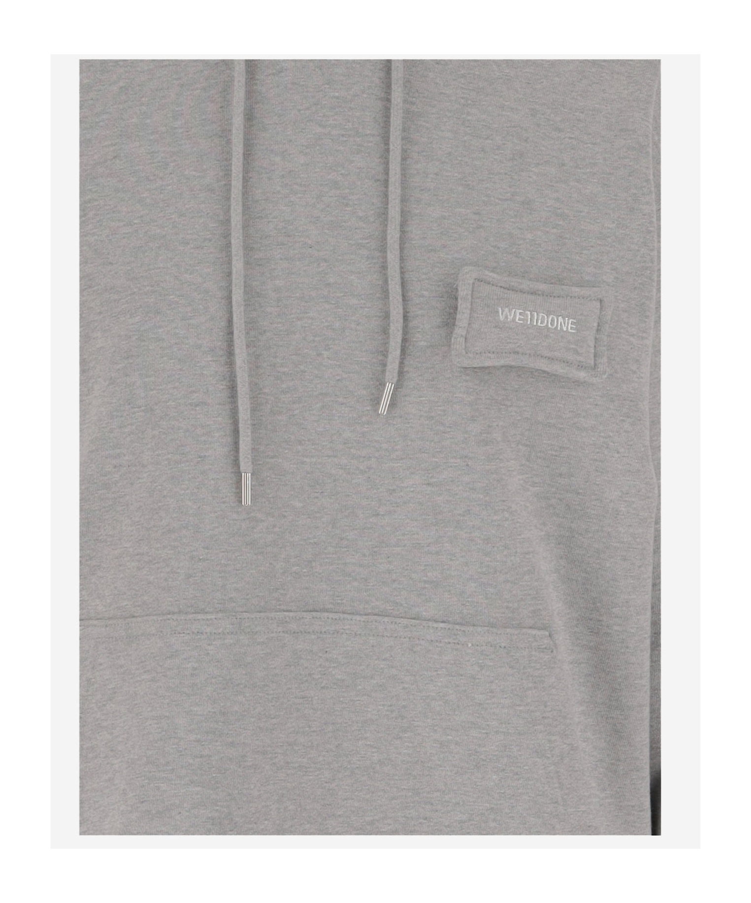 We11 Done Hooded Cotton Sweatshirt With Embroidered Logo And Pouch Pocket In Gray