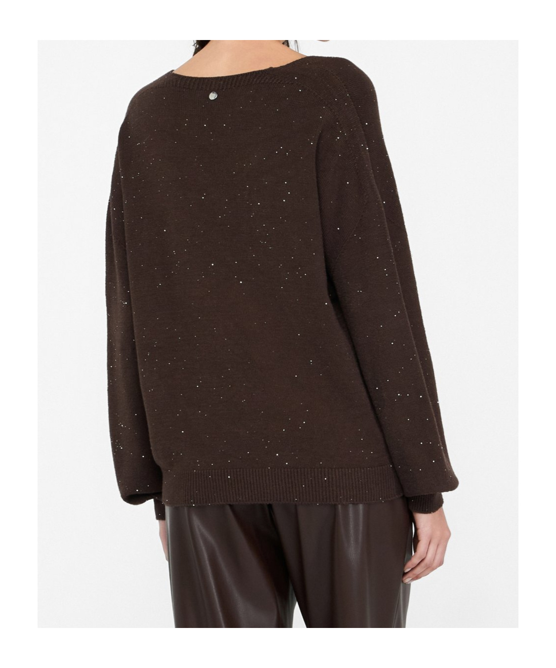 Liu •jo Sequined Long-sleeved Sweater In Brown