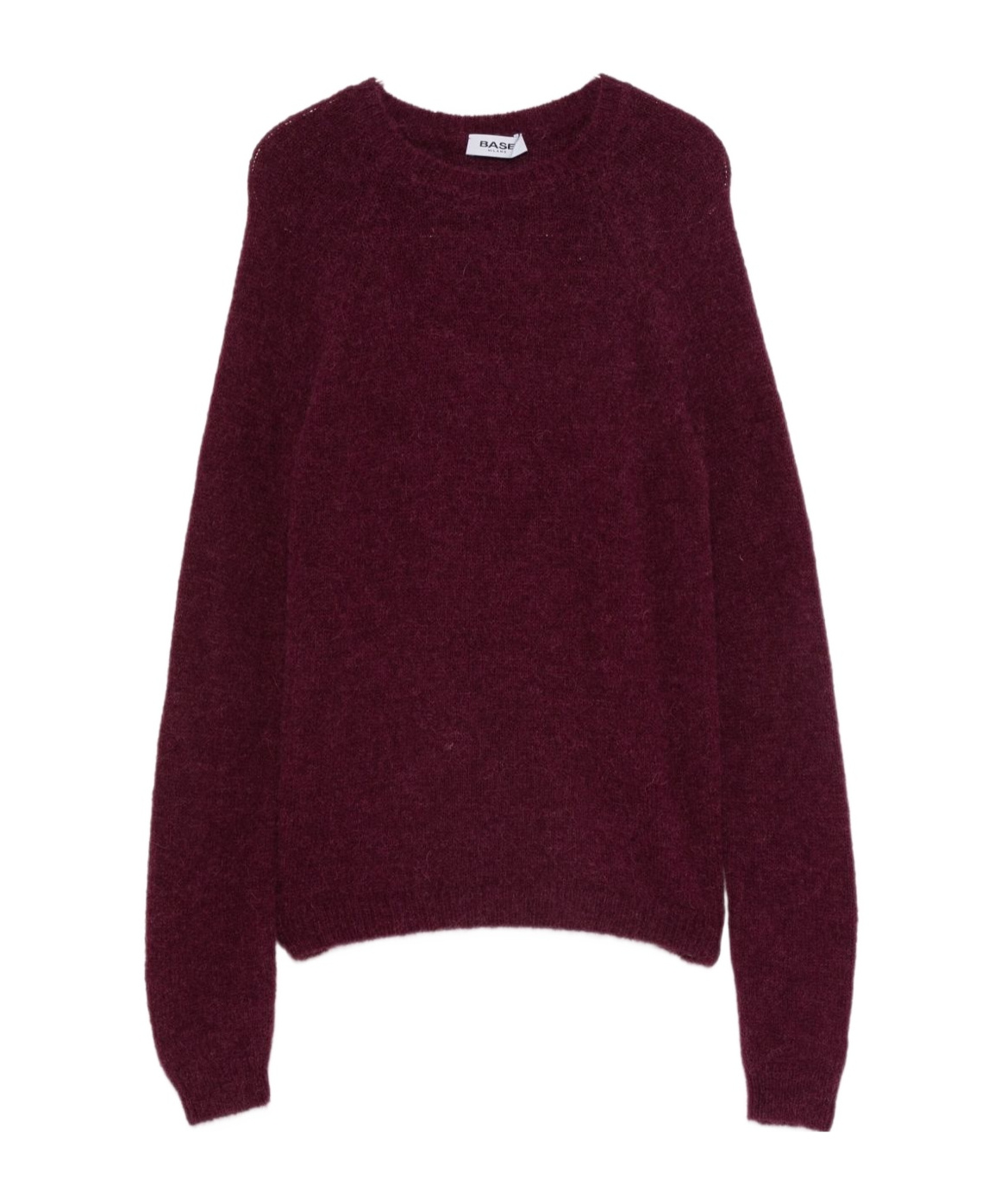 Baserange Ribbed Crew Neck Sweater In Burgundy