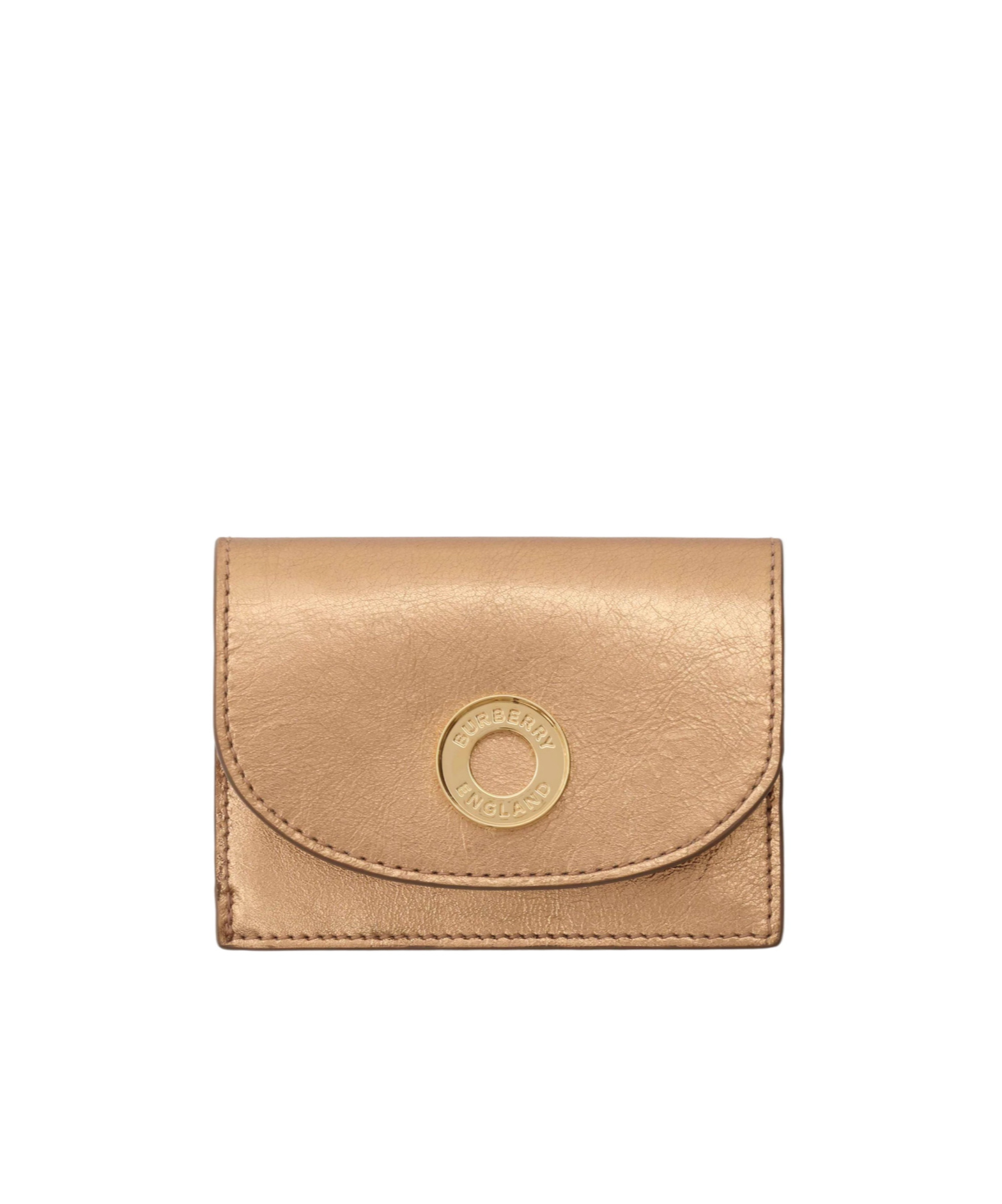 Burberry Metallic Leather Wallet In Nude