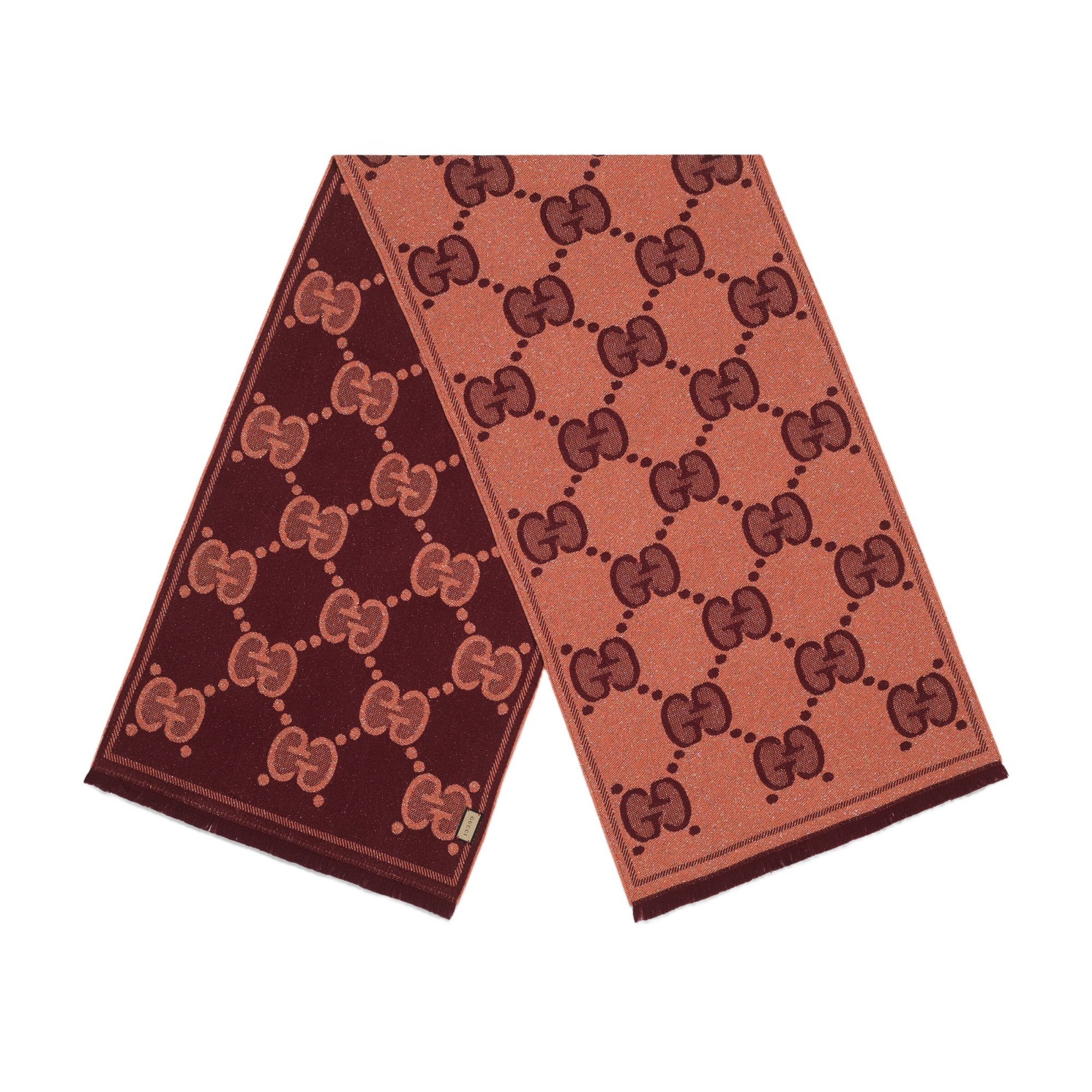Gucci Gg Jacquard Knitted Scarf In Red