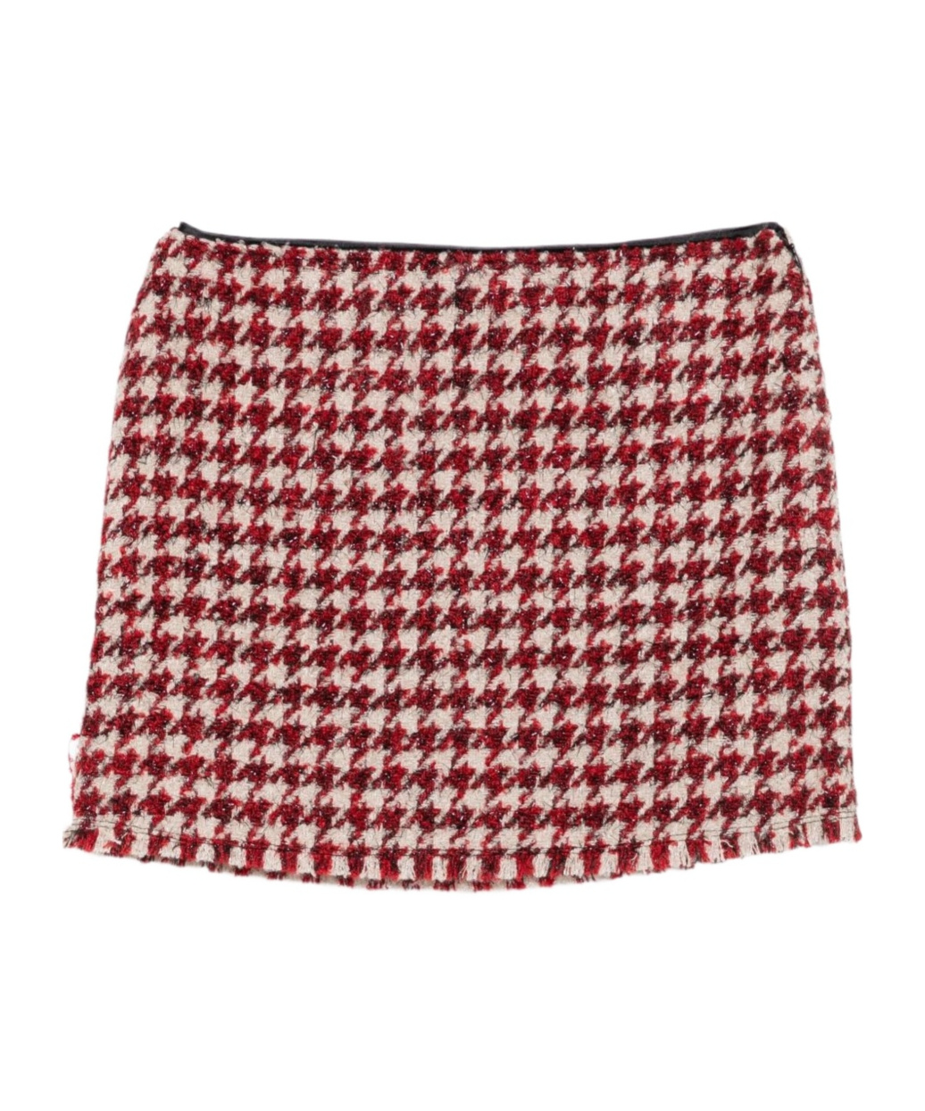 Liu •jo Houndstooth Pattern Mini Skirt With Textured Hemline In Red