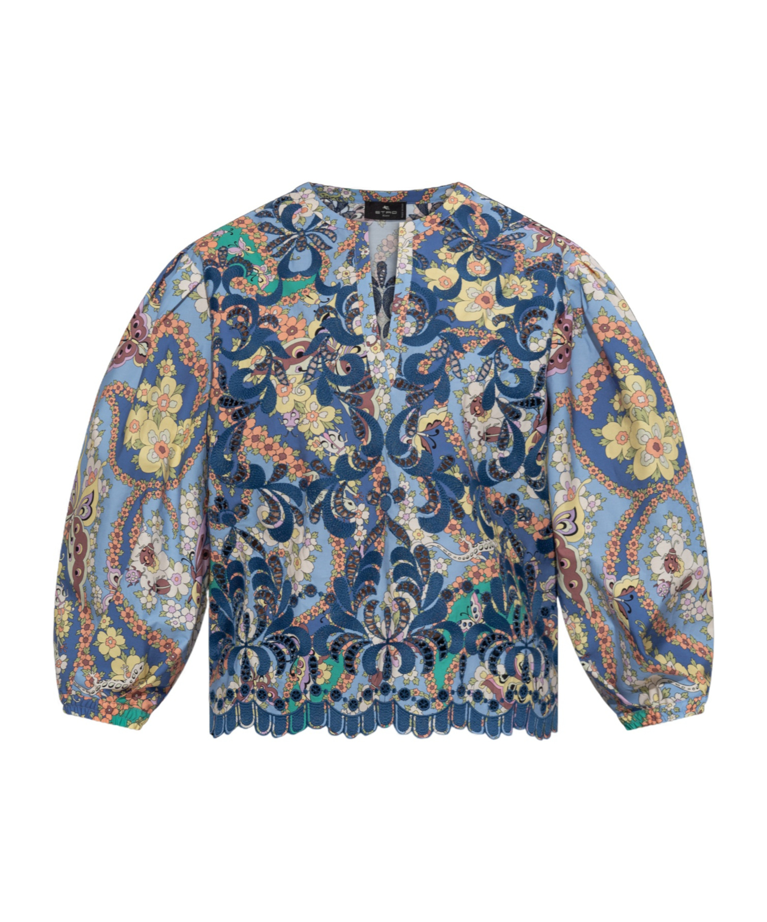 Etro Paisley Print Puff-sleeved Blouse In Blue
