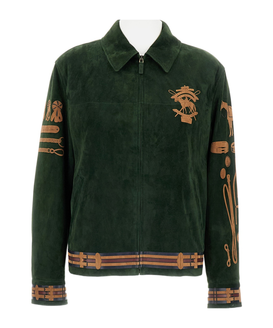 Ralph Lauren Jessa Equestrian-motif Suede Jacket In Animal Print