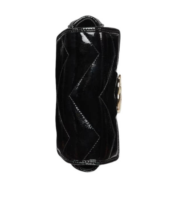 Gucci Gg Marmont Super Mini Patent Shoulder Bag In Black