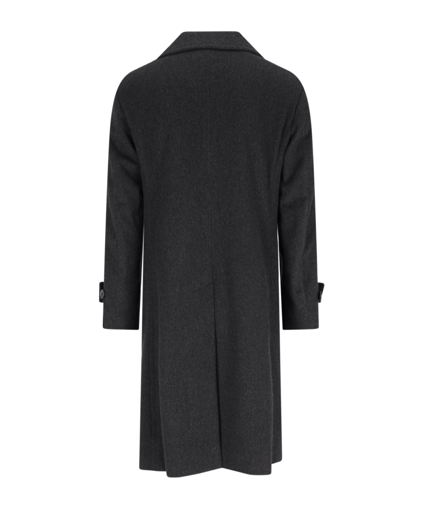 Caruso Double-breasted Grey Coat With Notched Lapel In Black