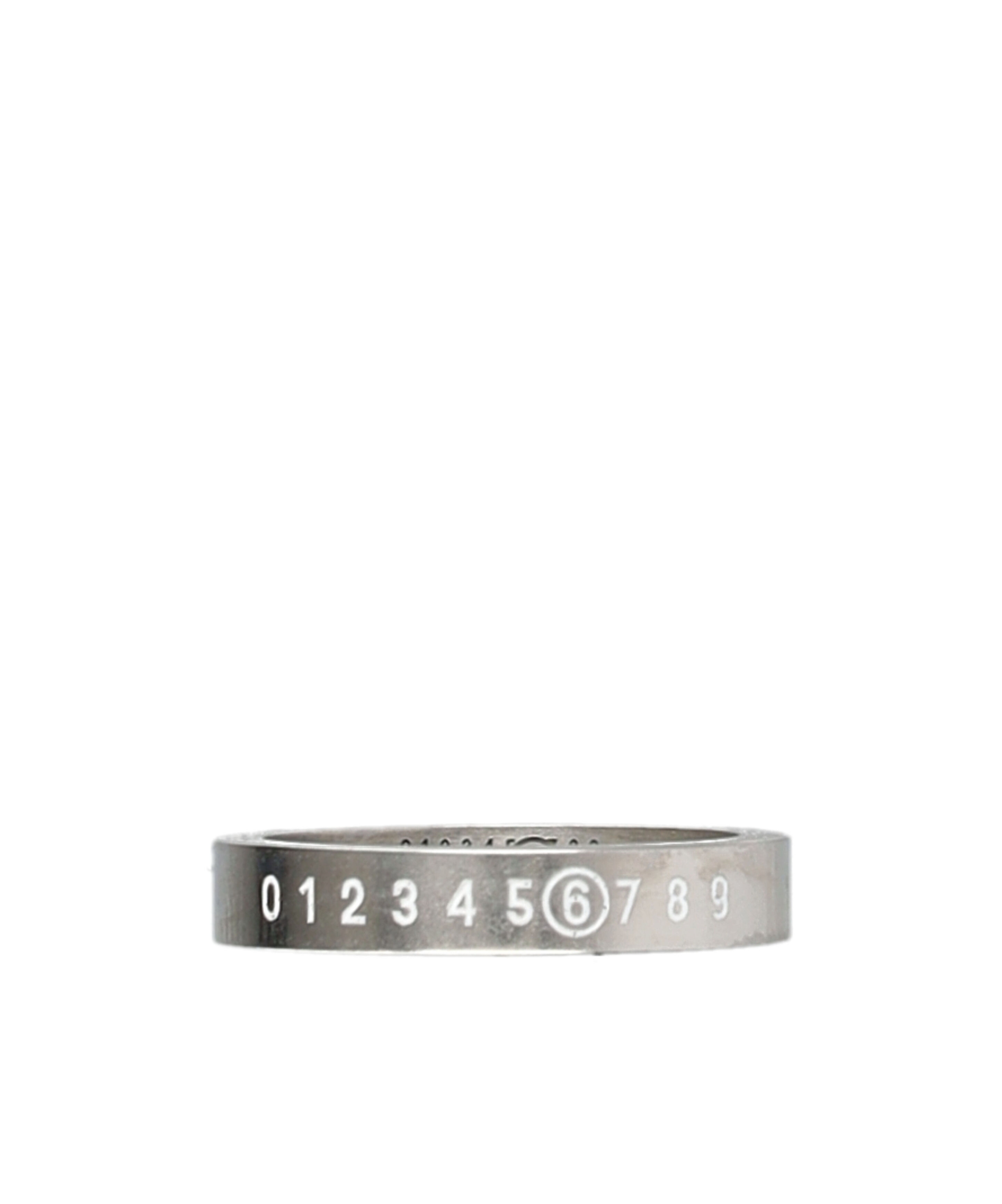 Mm6 Maison Margiela Numeric Engraved Polished Ring In Gray