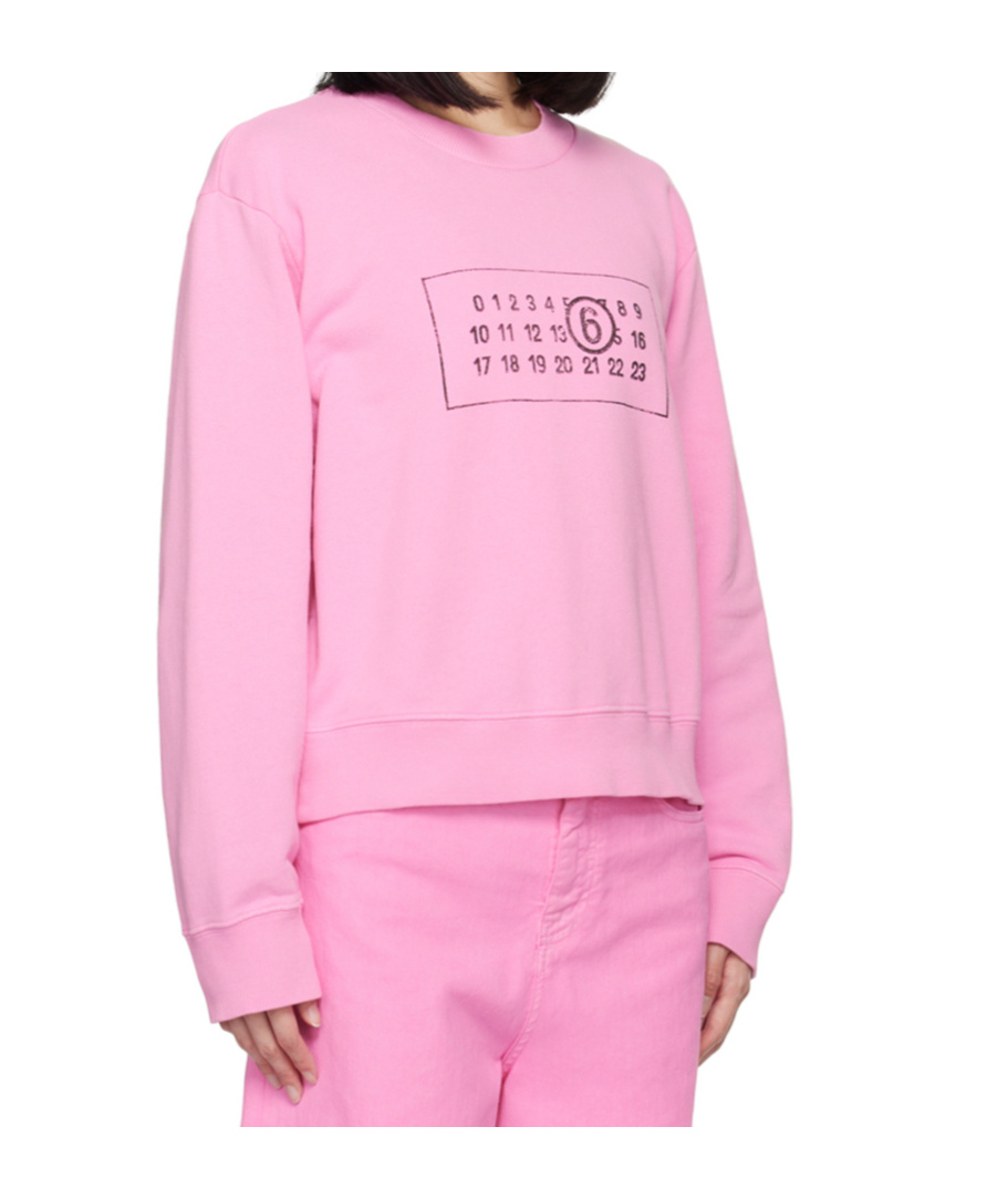 Shop Mm6 Maison Margiela Cotton Jersey Numbers Sweatshirt In Pink