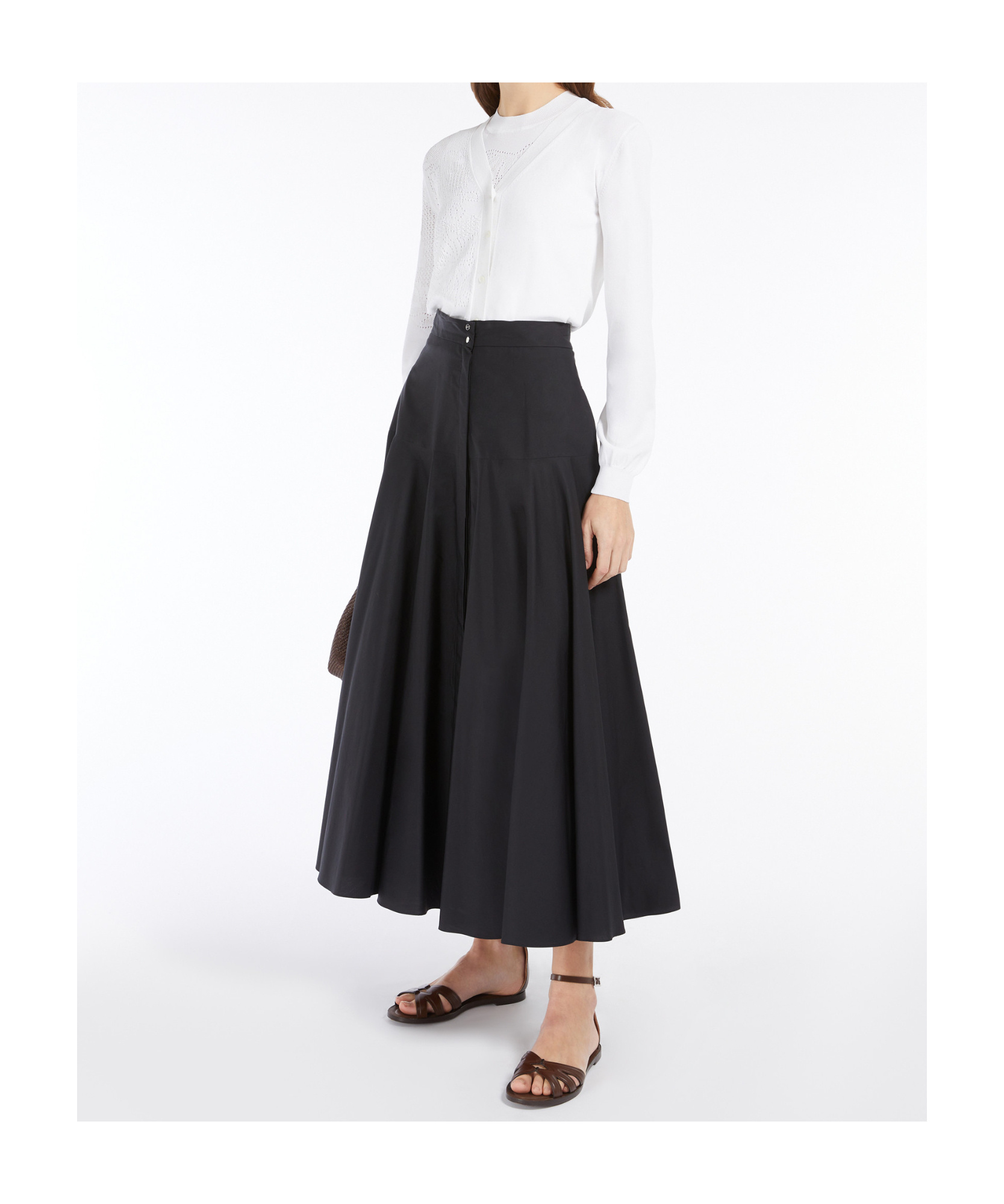 Max Mara Cotton Swing Skirt In Black