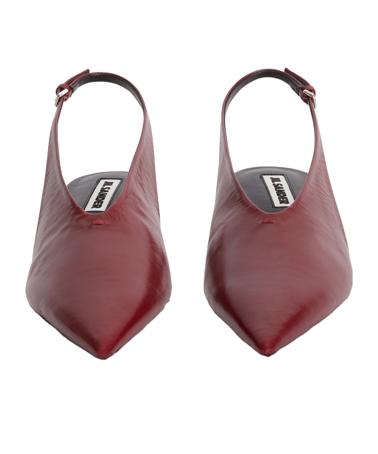 Jil Sander Pointy Leather Slingback Pumps In Red