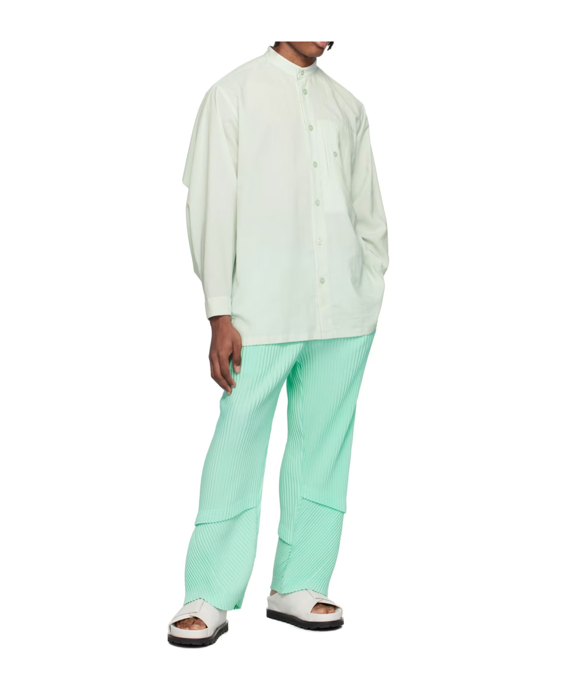 Issey Miyake Pl Ramie Folded-yoke Shirt In White