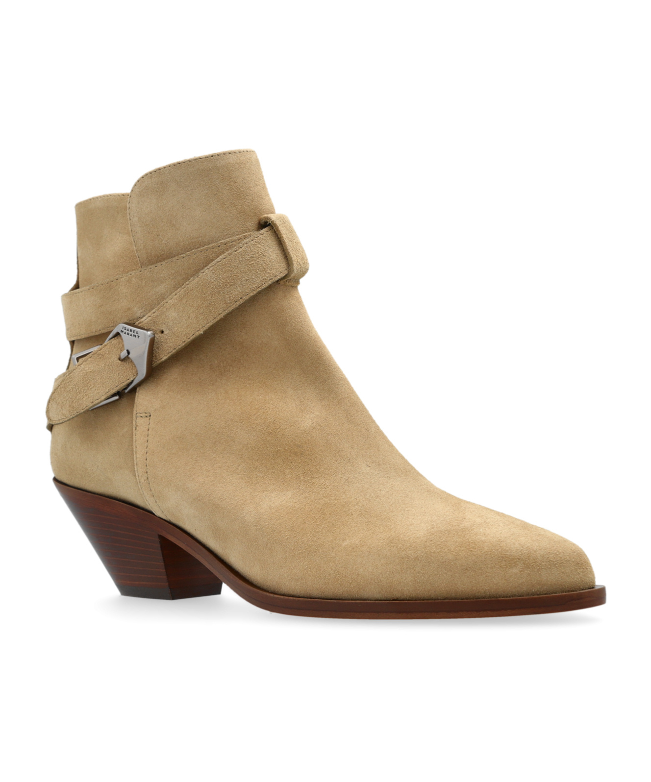 Isabel Marant Pointed Toe Ankle Boots With Buckle Detail In Green