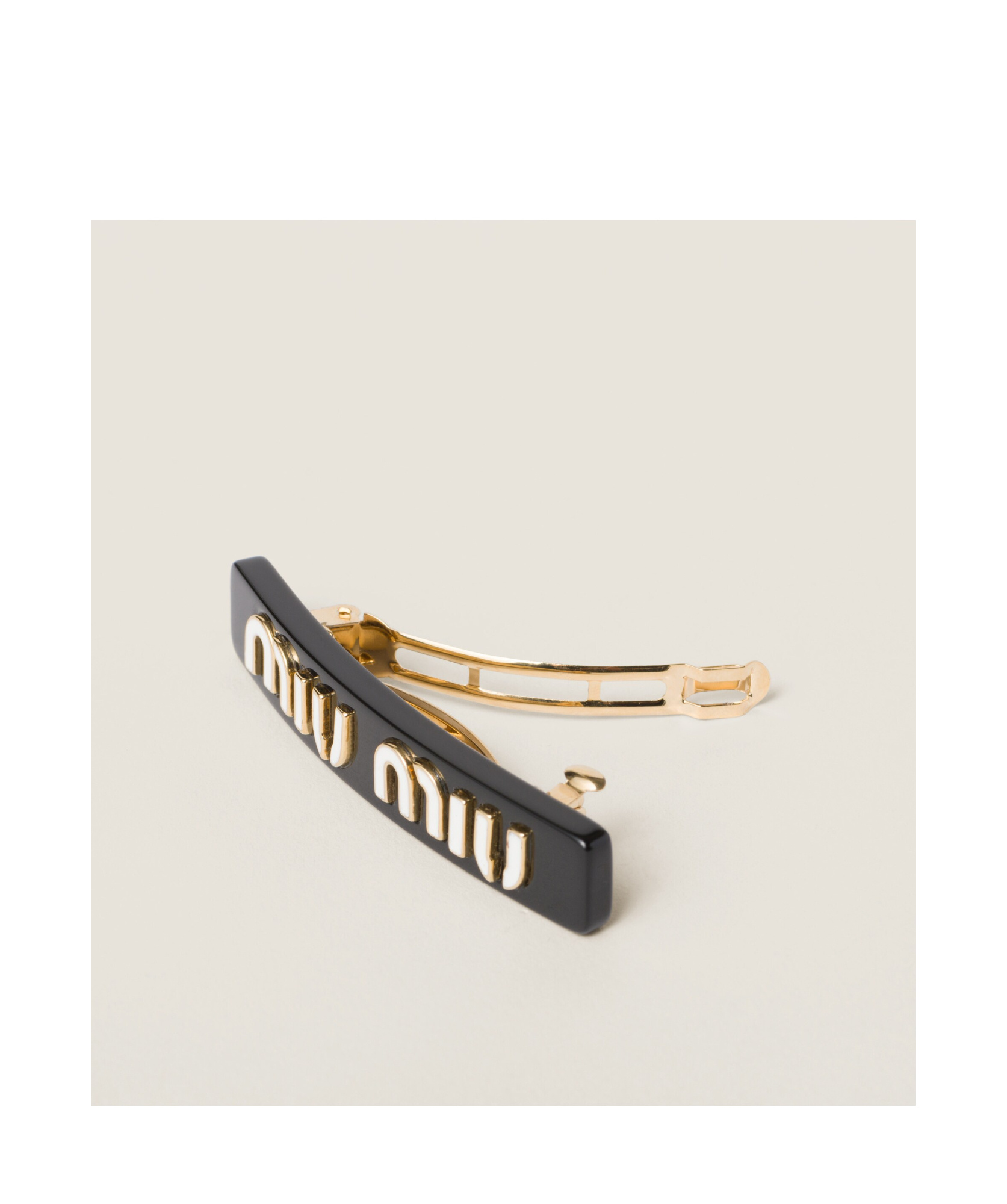 Miu Miu Logo-plaque Clip Fastened Hair Clip In Black